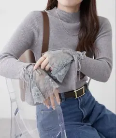 新品 continuer de NICE CLAUP 袖レース&リボンニット