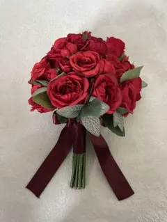 ブーケ　ブートニア　赤いバラ　ブーケ　造花　花束　ウエディング用