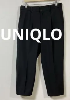 ユニクロ　タックテーパードパンツ　ワイドフィット　Lサイズ　ブラック　美品