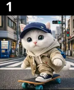 オーダーページ　ハンカチ5063 スケボーねこちゃん柄　ハンドメイド　3/11