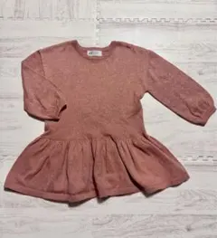 美品 H&M 子供服 長袖 ワンピース キラキラ 綺麗 女の子 フリル ニット