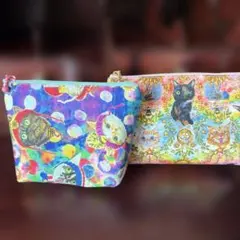 マ*ン様 ハンドメイドポーチ 2コセット　虹猫本舗