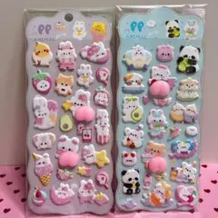 ★匿名配送★スクイーズおしりぷくぷくシール　２枚セット　うさぎ　シロクマ　パンダ