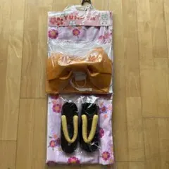 花柄浴衣セット（オレンジ帯・下駄付き）