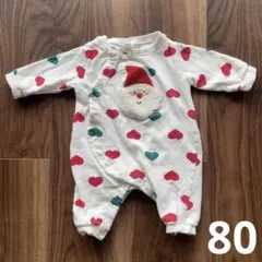 サンタクロース刺繍ハート柄ロンパース 80 バースデイ　futafuta