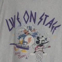 ミッキー　Ｔシャツ　3L　大きいサイズ　ライトグレー　ロック　バックプリント
