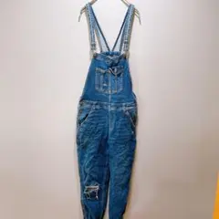 希少】R.V.T デニム オーバーオール ケミカルウォッシュ S Y2K 古着 