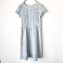 エマジェイムス 総レースワンピース 半袖 ひざ丈 背面ファスナー・フック 裏地有