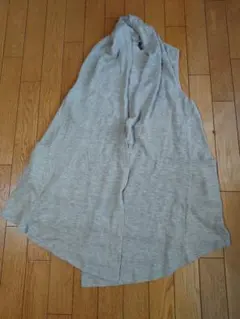 ベージュ ロングベスト ジレ