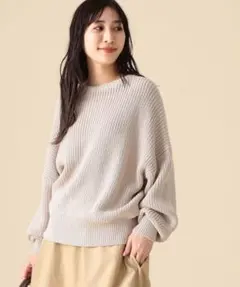 Demi-Luxe BEAMS あぜ編み ビッグプルオーバーニット