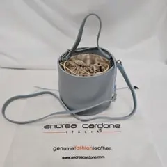 未使用品【ANDREA CARDONE】バケツ型バッグ ブルー系　本革のサムネイル
