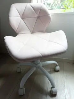 ピンク *⁠\⁠ デスクチェア /⁠* ダイヤモンド キルティング加工 ベロア