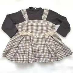 petit main トップス　チュニック　90cm ベビー　秋冬　チェック