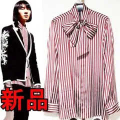 【定価4万☆新品】ストライプ リボン シャツ 光沢 赤 ストール ガラアーベントのサムネイル
