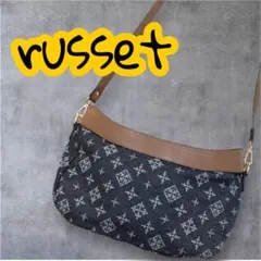 russet ラシット ショルダーバッグ モノグラム柄 ネイビー デニム生地風