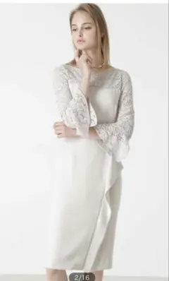 PINKY＆DIANNE シアー レース アシンメトリー フリル ワンピース