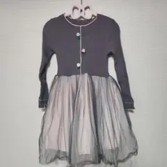 SHEIN　リブニット チュール ワンピース グレー