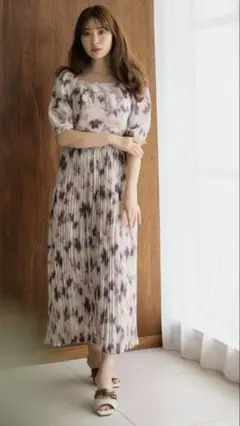 【herlipto】Blurring Pleated Long Dress