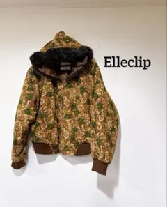 Elleclip 花柄ボンバージャケット（フェイクファー付き）