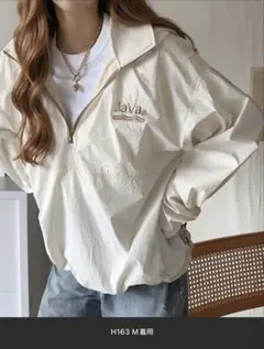 Java 未使用　ナイロンハーフジップ　アウター　M ホワイト