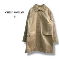 【CHILD WOMAN】ステンカラーコート　ベージュ　厚手　春アウター　綿　Fのサムネイル