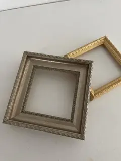 【USED】　アンティーク調 木製ミニフレーム　ゴールド&シルバー2点