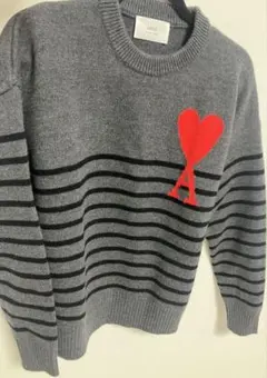 アミパリス AMI PARIS クルーネックニット セーター グレー　ボーダー