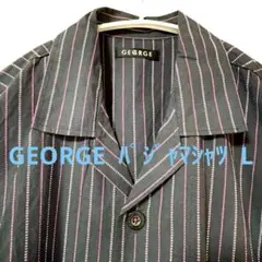 【美品】GEORGE 開襟パジャマシャツ ストライプ メンズL 綿100%のサムネイル