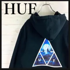 HUF パーカー S トライアングルロゴ ウルフ ブラック