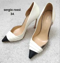 sergio rossi ハイヒールパンプス ホワイト・ブラックイタリア製