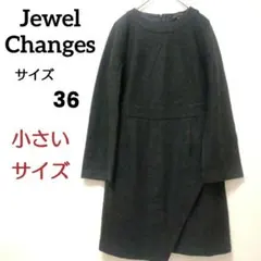 美品✨ジュエルチェンジズ　7分袖　膝丈　タイト　ワンピース　グレー　36のサムネイル