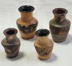 木製 つぼ 壺 ミニチュア 置物 一輪挿し？ 4個