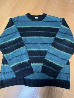 KOOKY'N クーキー ウール アルパカ混ボーダーモヘアライク クルーニット