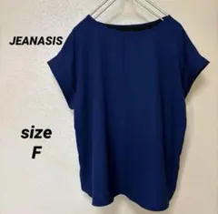 ジーナシス　ネイビー 半袖 トップス ブラウス バックレース Tシャツ F