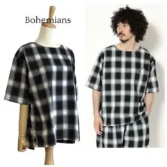 【Bohemians】 オンブレチェック プルオーバー半袖シャツのサムネイル
