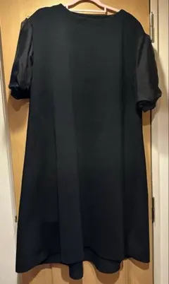 セルフォード　袖シースルーニットワンピース　黒