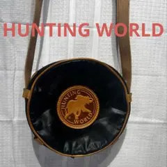 希少 HUNTING WORLD 円形ショルダーバッグ 黒色
