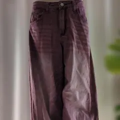 ボルドー ワイドレッグデニムパンツ