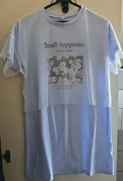 水色 花柄プリント ワンピース 160サイズ