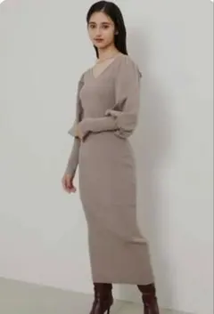 rienda リエンダ 2WAYボリュームスリーブニットワンピース ブラック