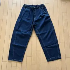 GUワイドカーブタックパンツデニム　ネイビーL 321-344285 23-01