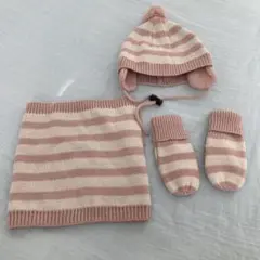 H&M ニット帽・ミトン・マフラーセット 90‼️