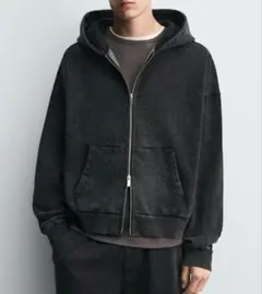 ウォッシュ加エジッパー仕様フーディ