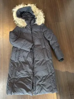 ファー付きロングダウンジャケット 黒　フリーサイズ　3way