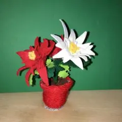 クリスマス飾り　　秋冬　ポインセチア花　アレンジメント　ハンドメイド　11センチ