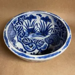 古い大鉢　【m38 染付　呉須　古伊万里　骨董　レトロ　アンティーク　ベロ藍】