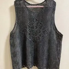 レディース透かし編みベスト春夏秋L大きめ
