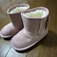 新品　ブランシェス　ピンク ショートブーツ　リボン付きムートンブーツ　15センチ
