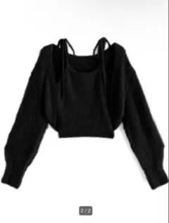 GRL ボレロXリボンキャミソールフェザーニットアンサンブル キャミのみ