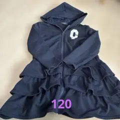 COMME CA ISM フリル付きパーカー 120cm ネイビー